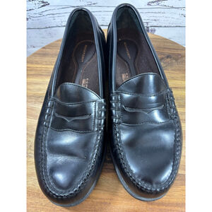 Men's Rockport Black Leather Loafers Slip-Ons Size 10.5